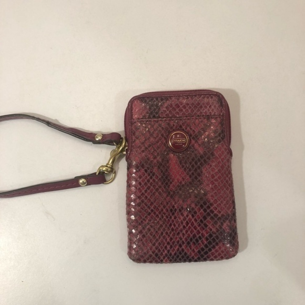 Coach pink python embossed wristlet bag - Picture 7 of 10